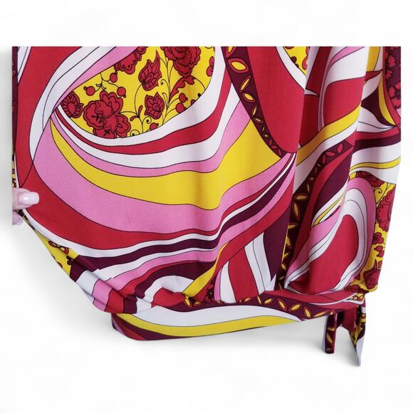 JODI KRISTOPHER Retro Graphic Print Bubble Knit Sun Dress - Size M - Picture 5 of 6